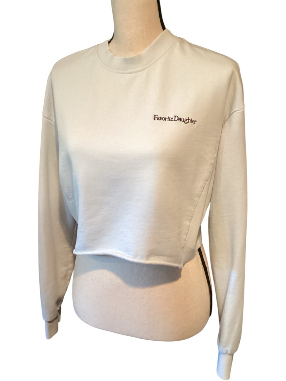 Favorite Daughter‎ The Jen Cropped Sweatshirt Pale Baby Blue XS Oversized